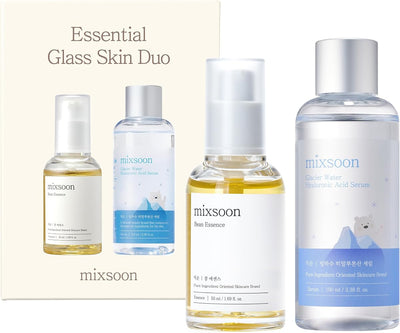 mixsoon Essential Glass Skin Duo Set - Bean Essence & Glacier Water Hyaluronic Acid Serum, 2 Pieces