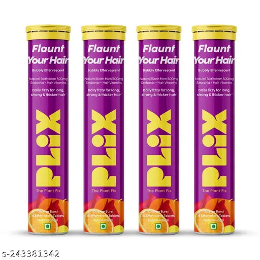 Plix Beauty Combo   Heavenly Hair and Glowy Skin For Skin glow and Long Lustrous Strong Hair 15 Effervescent Tablets   Pack of 4