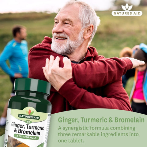 Natures Aid Ginger Turmeric & Bromelain 60Tabs