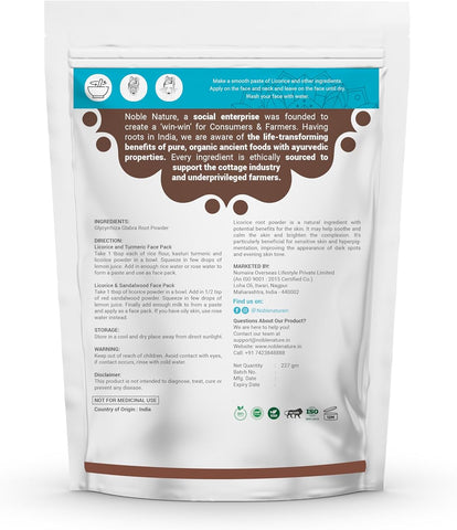 Noble Herbal Licorice Powder - Natural Mulethi, 227g