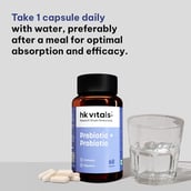 HK vitals Pre & Probiotics (60 Capsules) | With CFU & 100mg Prebiotics | Improves Digestion & Immunity