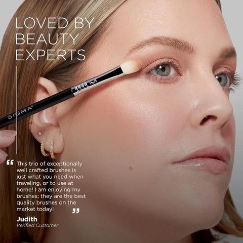 Sigma Beauty Essential Trio Brush Set - Synthetic Face & Eye Brushes, Vegan & Cruelty-Free - 3 Pieces