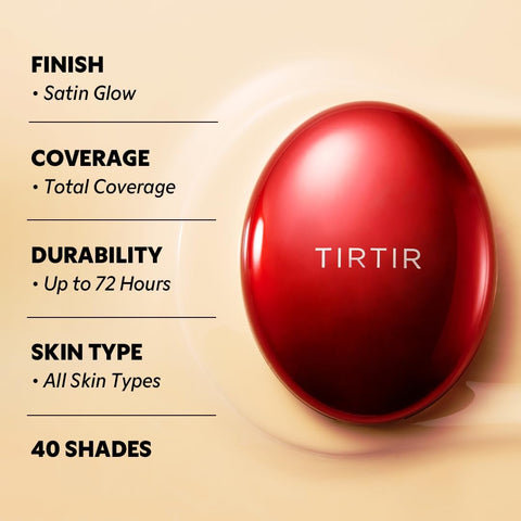 TIRTIR Mask Fit Red Cushion Foundation - Semi-Matte Finish, 27C Cool Beige, 18g