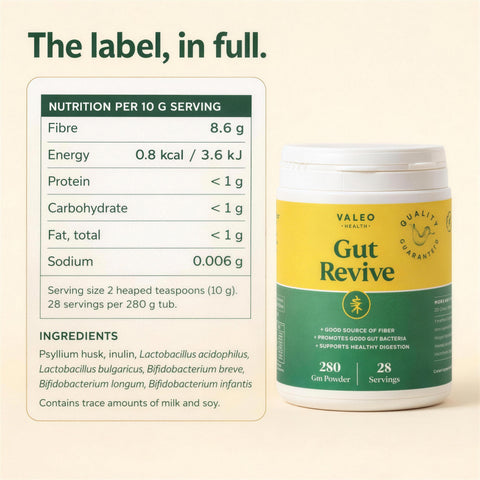 Valeo Gut Revive Prebiotics Probiotics & Fiber Powder - 280 g