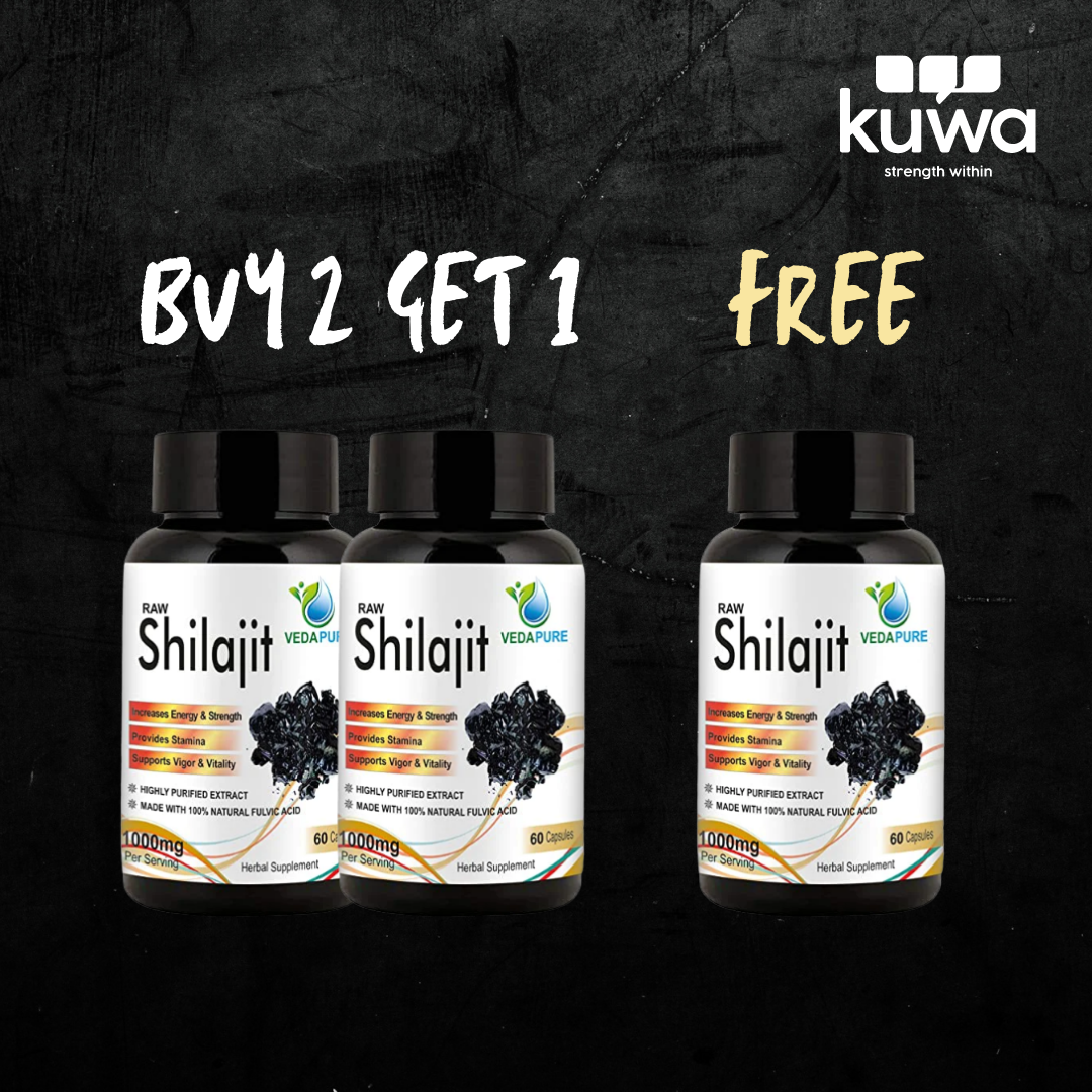 VedaPure Raw Shilajit 60 Capsules - Pure Natural Shilajit, Buy 2 Get 1 Free