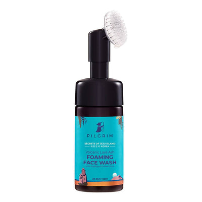 Pilgrim Korean Volcanic Lava Ash Foaming Face Wash with Built In Brush for Deep Cleansing 120 ml