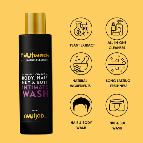 Nuutjob Men Intimate Grooming & Hygiene 300ml Combo pack. Intimate and Hygiene Wash+ Intimate Liquid Powder.