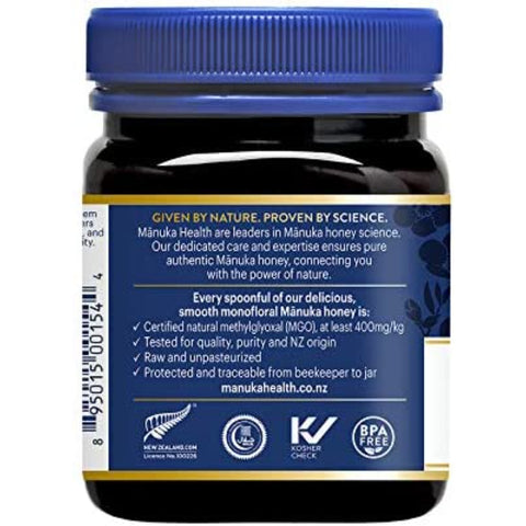 MANUKA HEALTH - MGO 400+, UMF 13+ Manuka Honey, 100% Pure New Zealand Honey, 250 g