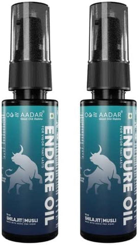 AADAR ENDURE Oil | Ayurvedic Massage Power Oil for men long Sx time | Control your Power, strengthens the nerves |Shilajit & Musli (30 ml)